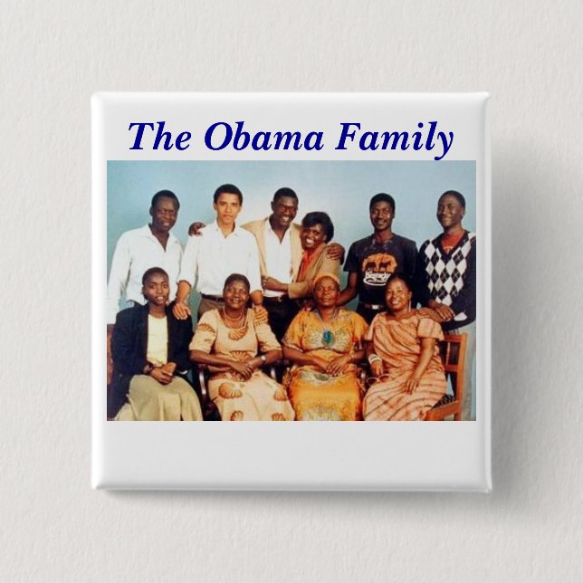 Obama Family 2 Inch Square Button (Front)