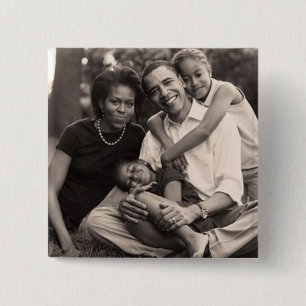 Obama-First Family 2 Inch Square Button
