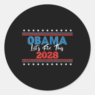 Obama Flag Usa Vintage Patriotic 2028 Political Fi Classic Round Sticker