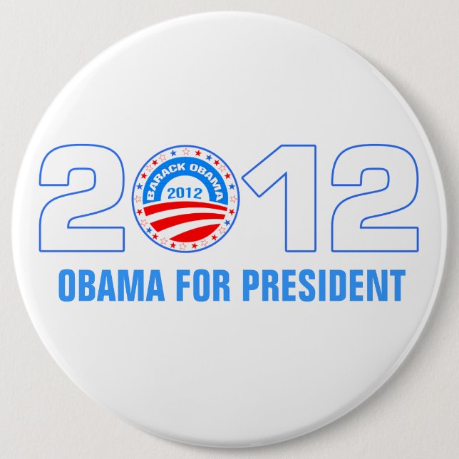 Obama For President 2012 6 Inch Round Button (Front)