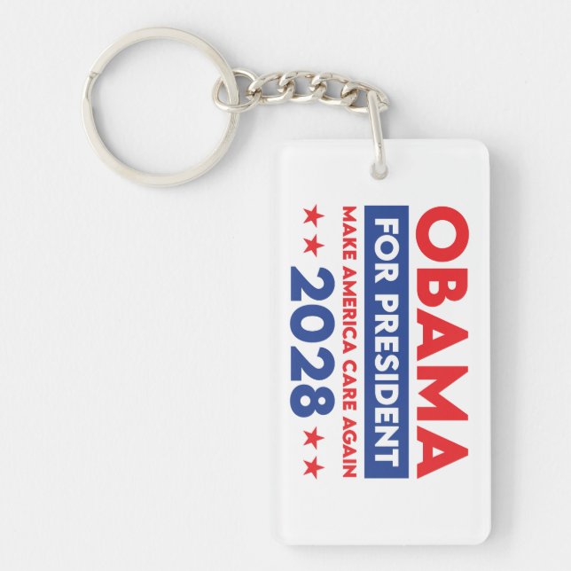 Obama For President 2028 Make America Care Again Keychain (Front)
