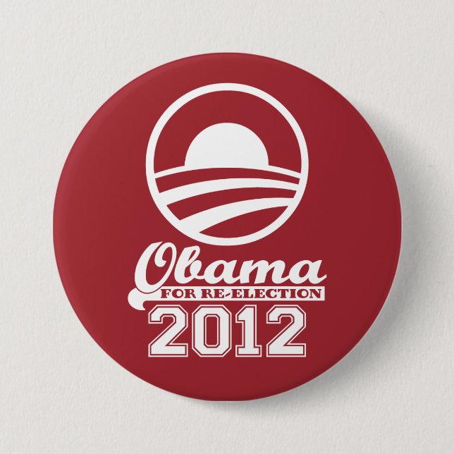 OBAMA For Re-Election Campaign Button 2012 (red) (Front)