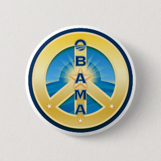 Obama GoldStar Peace Button, round on white 2 Inch Round Button
