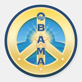 Obama GoldStar Peace Stickers, on white Classic Round Sticker