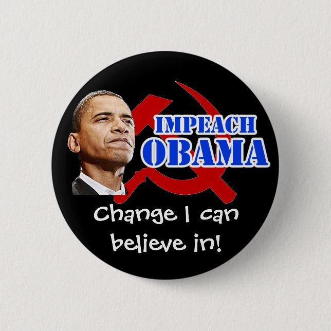 Obama Hammer and Sickle, Change I can believe in! 2 Inch Round Button (Front)