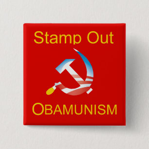 Obama Hammer and Sickle Communism Button