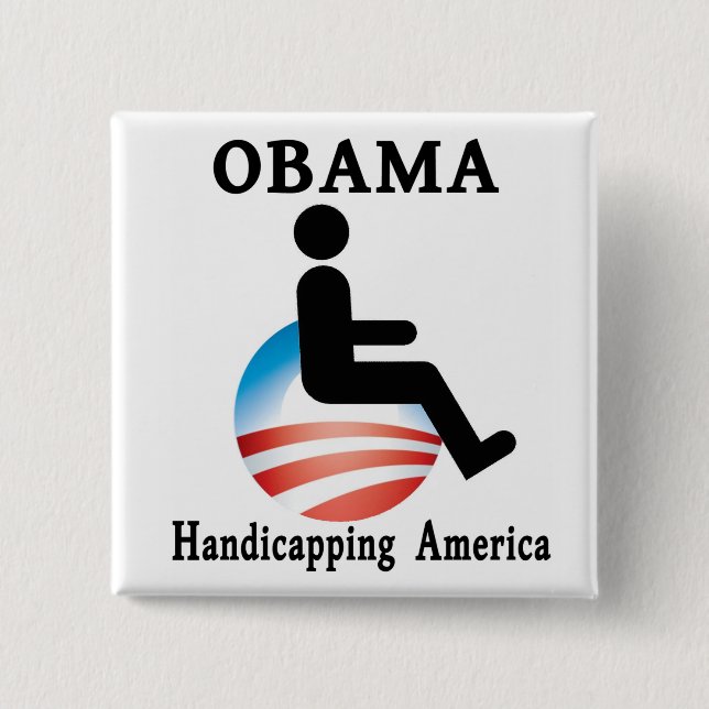 Obama Handicapping America 2 Inch Square Button (Front)