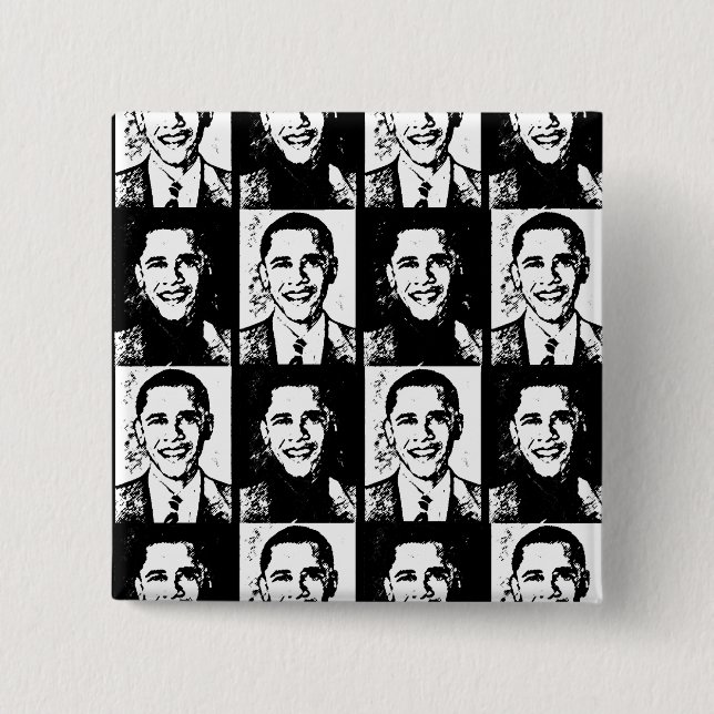 OBAMA HAS A GREAT FACE 2 INCH SQUARE BUTTON (Front)