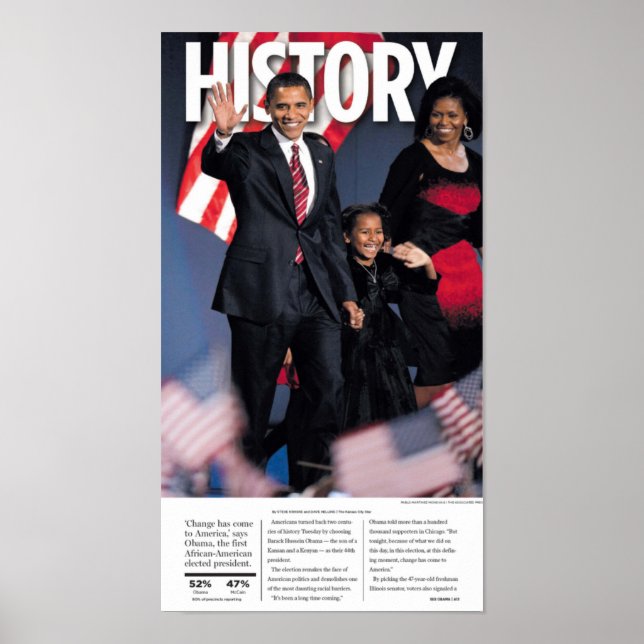 Obama: History Newspaper Poster (Front)