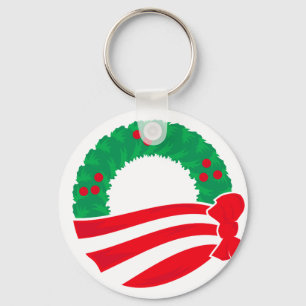 Obama Holiday Wreath Keychain