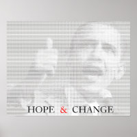 Obama Hope & Change Ascii Art Poster