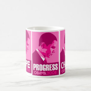 Obama - Hope, Progress, Change Dark Pink Mug
