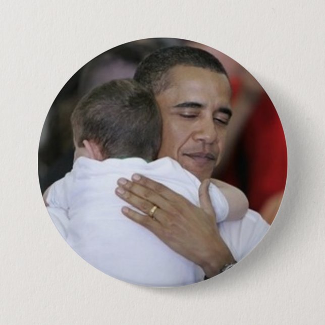 Obama-hugging a child 3 inch round button (Front)