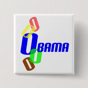 Obama in overlapping O colours Button