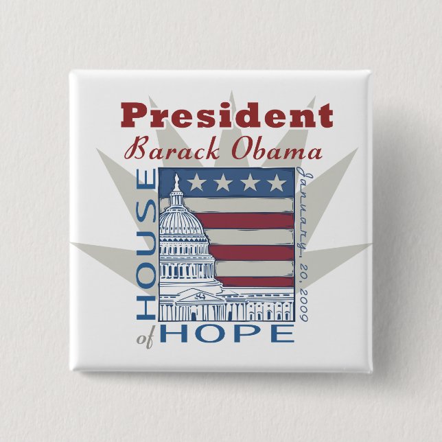 Obama Inaugural Memorabilia 2 Inch Square Button (Front)