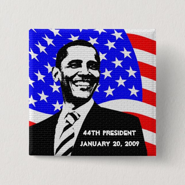 Obama Inauguration 2009 Memorabilia 2 Inch Square Button (Front)