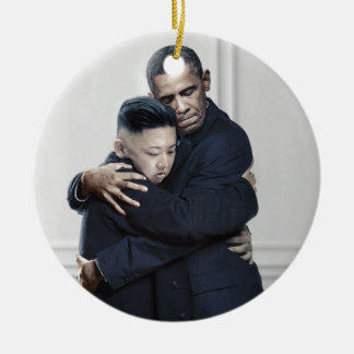 Obama Kim Jong Un North Korea Love Ceramic Ornament