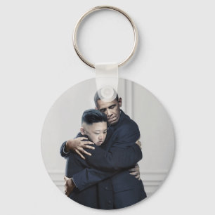 Obama Kim Jong Un North Korea Love Keychain