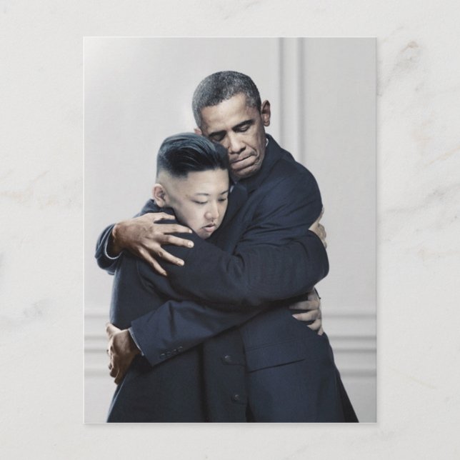 Obama Kim Jong Un North Korea Love Postcard (Front)