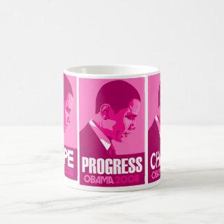 Obama - l'espoir, progrès, changent la tasse rose