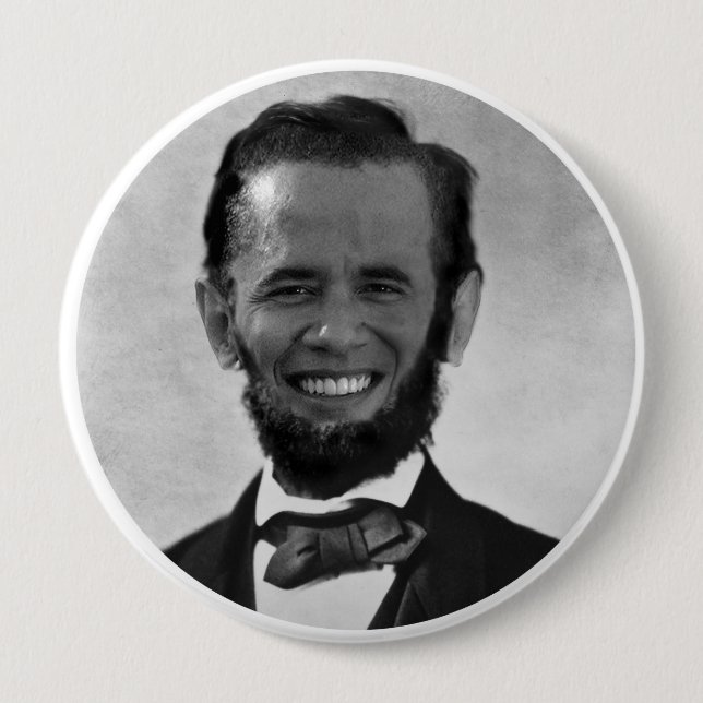 OBAMA LINCOLN 4 INCH ROUND BUTTON (Front)