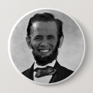 OBAMA LINCOLN 4 INCH ROUND BUTTON
