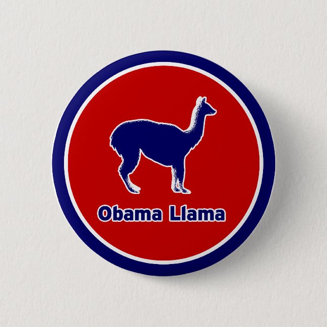 Obama Llama Blue Outline Button (Front)