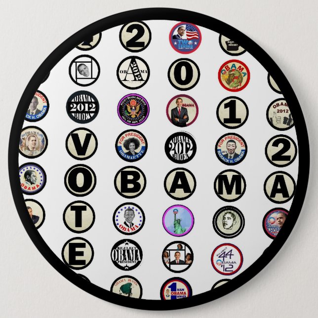 Obama multi-pin 6 inch round button (Front)