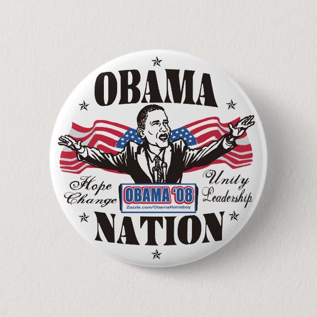 Obama Nation Cartoon Button  (Front)