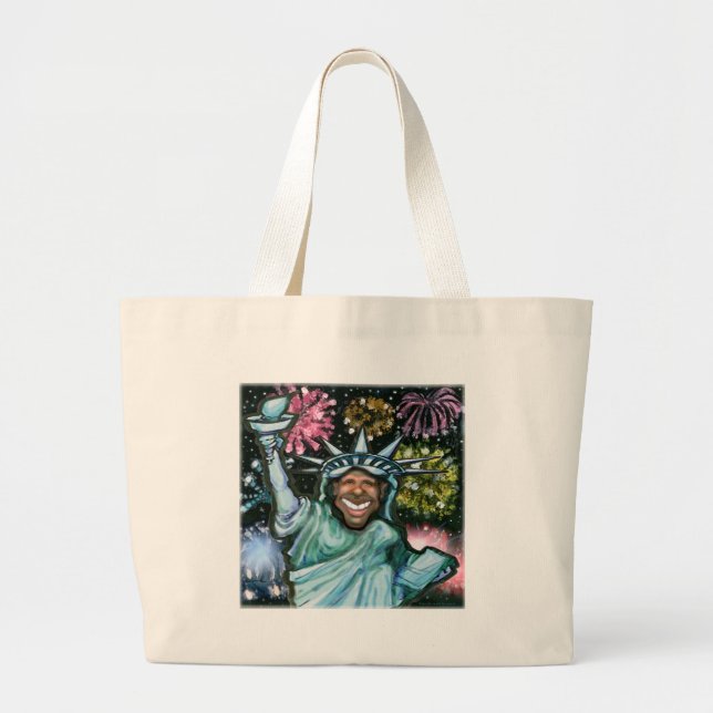 Obama New Year Large Tote Bag (Front)
