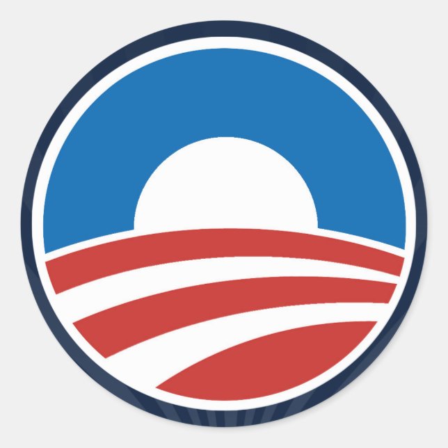 Obama-O Logo with Blue Classic Round Sticker (Front)