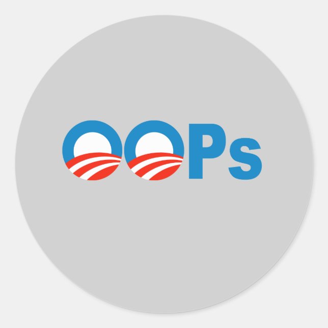 Obama oops classic round sticker (Front)