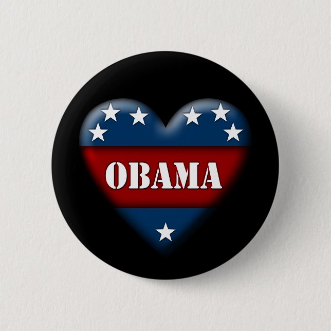 obama patriotic heart 2 inch round button (Front)