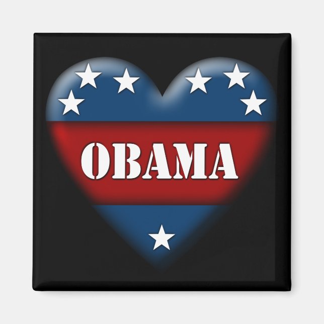 obama patriotic heart magnet (Front)