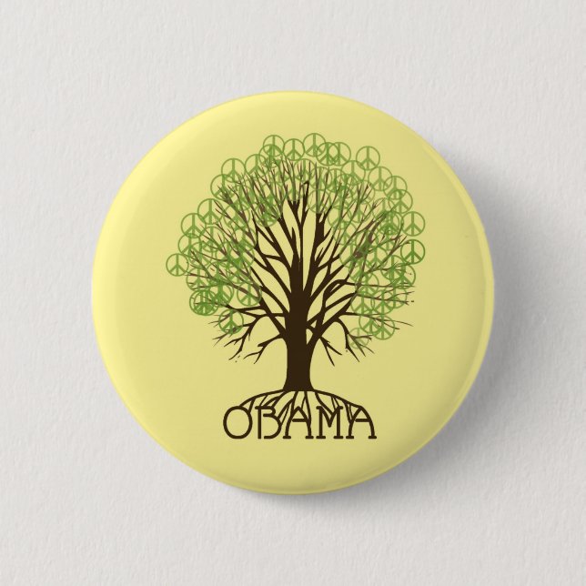 Obama Peace Tree Button (Front)