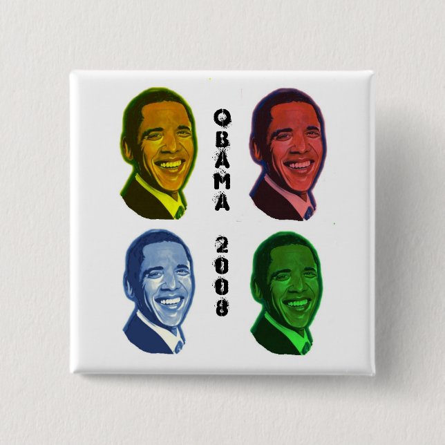 Obama Pop Art 2 Inch Square Button (Front)
