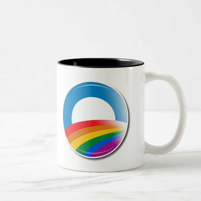 Obama Pride Button Two-Tone Coffee Mug (Right)