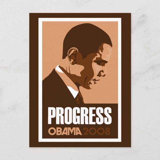Obama - Progress Dark Brown Postcard (Front)