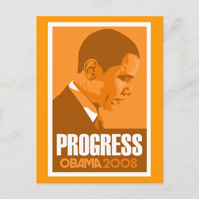 Obama - Progress Dark Orange Postcard (Front)