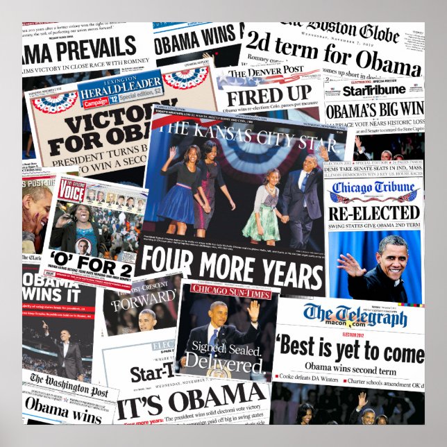 Obama Re-Election Headline Poster (Front)