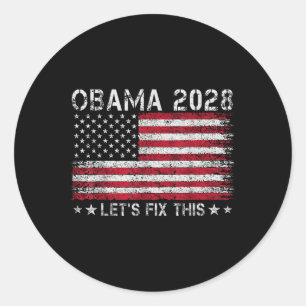 Obama Retro Flag Vintage Us Patriotic 2028 Politic Classic Round Sticker
