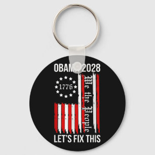 Obama Retro Patriotic 2028 Political Protest Rally Keychain