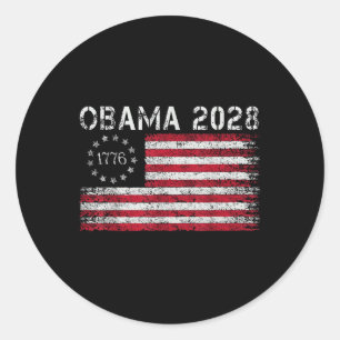 Obama Retro Us Vintage Flag Patriotic 2028 Politic Classic Round Sticker