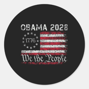 Obama Retro Vintage Us Flag Patriotic 2028 1776 Pr Classic Round Sticker