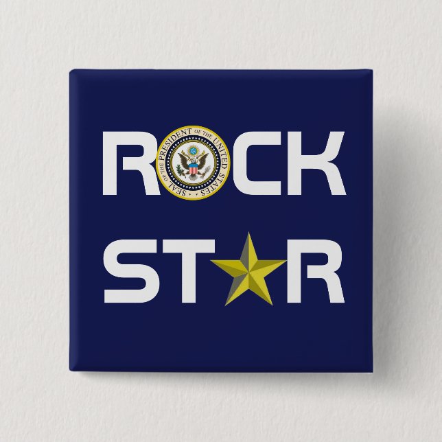 Obama - Rock Star 2 Inch Square Button (Front)