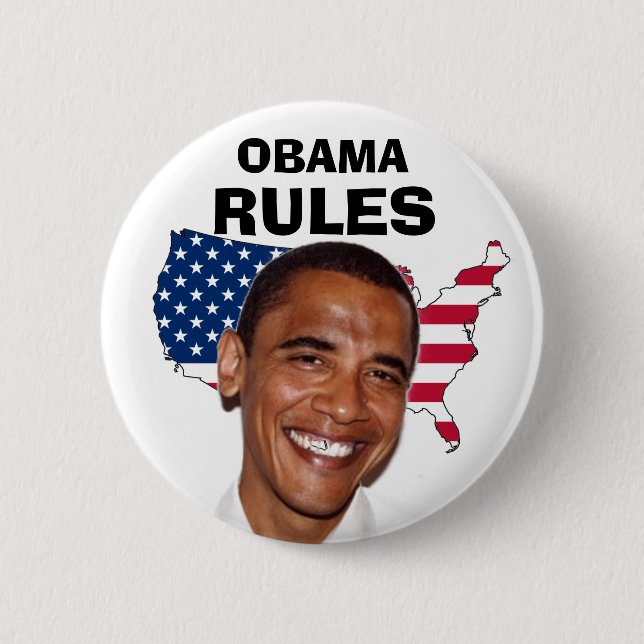 OBAMA, RULES 2 INCH ROUND BUTTON (Front)
