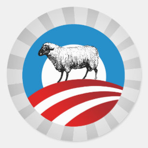 OBAMA SHEEP CLASSIC ROUND STICKER