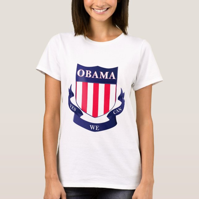 Obama Shield "yes we can" womens T-Shirt (Front)
