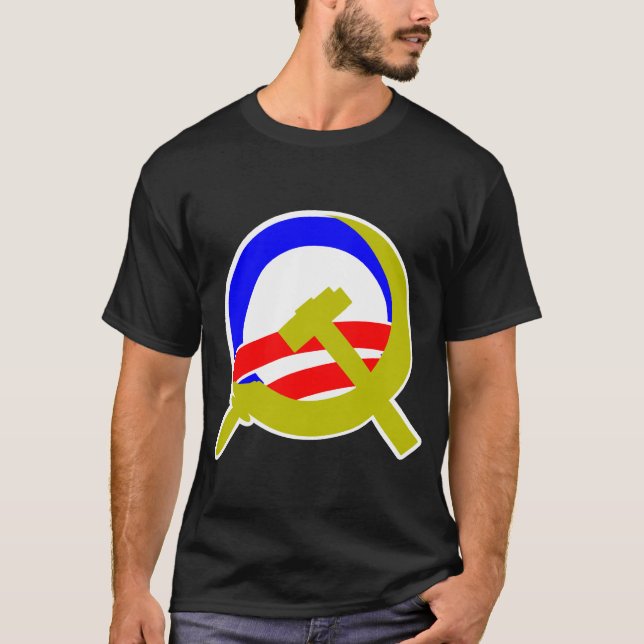 Obama Sickle and Hammer Dark T-shirt (Front)