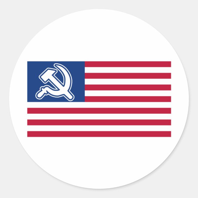 Obama Socialist Flag Classic Round Sticker (Front)